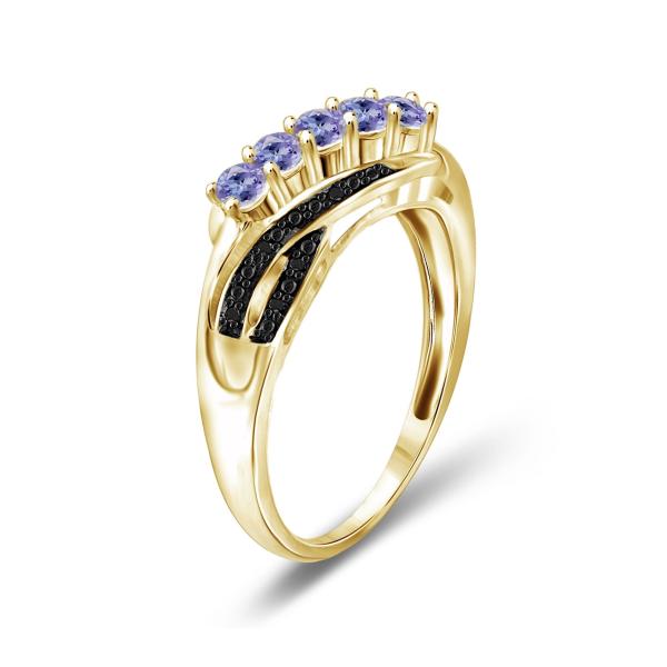 Карат T.G.W 1/2. Золото Tanzanite 14kt над стерлинговым серебряным обручальным кольцом 5-Stone CZ