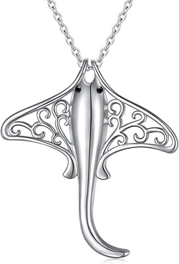 High Polish 925 Sterling Silver Jumping Sea Bass Fish Sea Life Charm Pendant Necklace