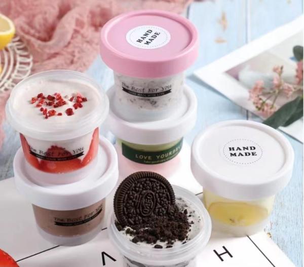 Bacias descartáveis plásticas livres do gelado de BPA com as tampas do rosa e as brancas