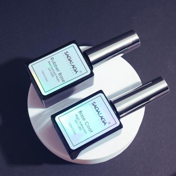 SAGALAGA Rubber Base Coat Transparent Soak Off Uv Base Gel Nail Polish with Strong Adhesive and Private Logo MSDS Tested