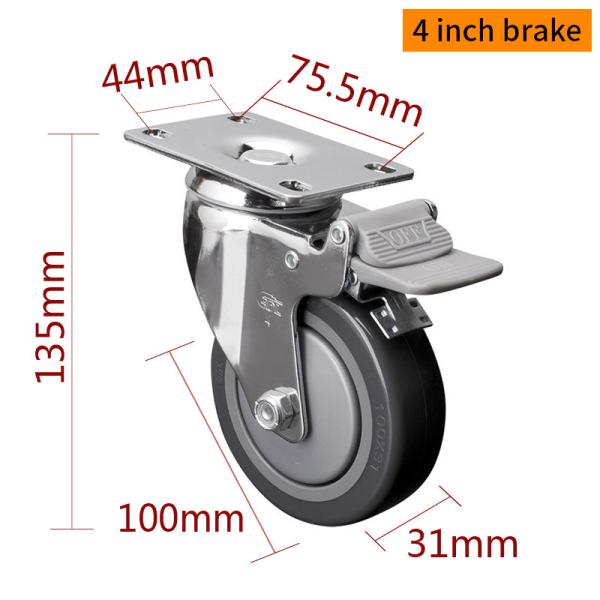 Industrial Plate Caster Wheels 4 Inch 100mm Castor Wheel Manufacturers