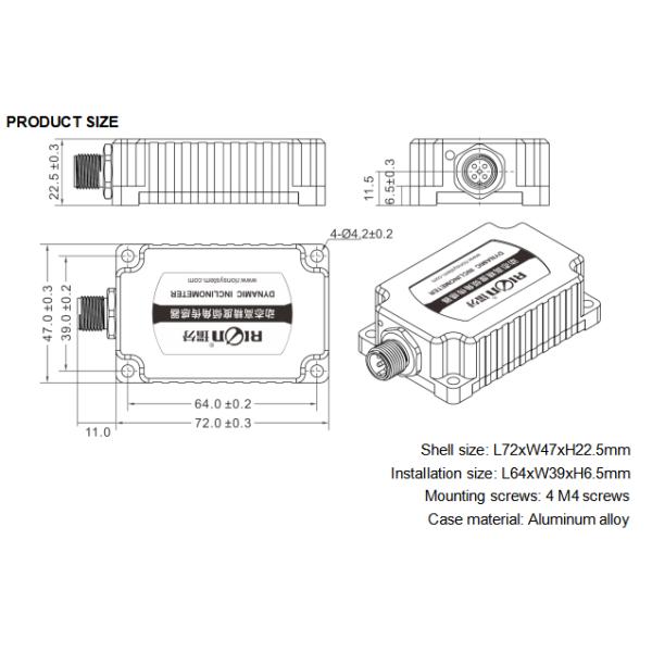 HDA436T ДИНАМИЧЕСКИЙ ИНКЛИНОМЕТР ВЫСОКОЙ УДАРНОЙ ПРОЧНОСТИ, MODBUS, 9-ОСЕВОЙ ВЫХОД