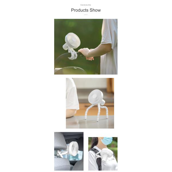 ABS PP Mini Portable Handheld Fan Rechargeable 1800mAh Battery Small Car Seat Baby