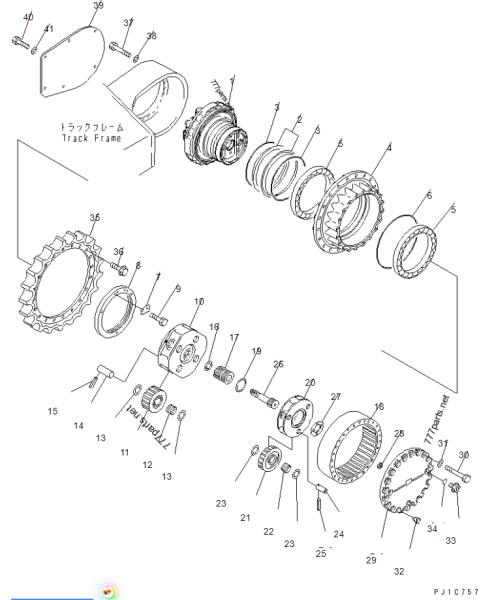 Belparts exacavtor PC300-7 207-27-71140 708-8H-00320 Excavator Travel Gearbox Bearing Replacement Parts