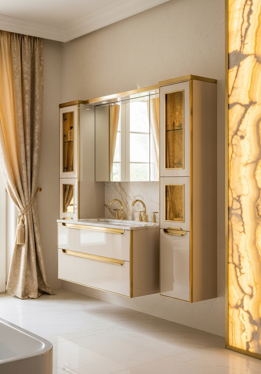 Golden Mirage Vanity Cabinet in 304 Stainless Steel