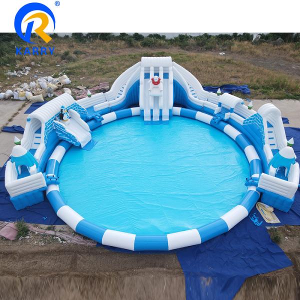 Indoor Custom Inflatable Mobile Water Park with Oversize Pool Funny Polar Bear Theme