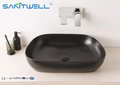 O preto semi contrário vitrificou o dissipador da bacia da arte para o hotel, bacia de lavagem da arte do banheiro