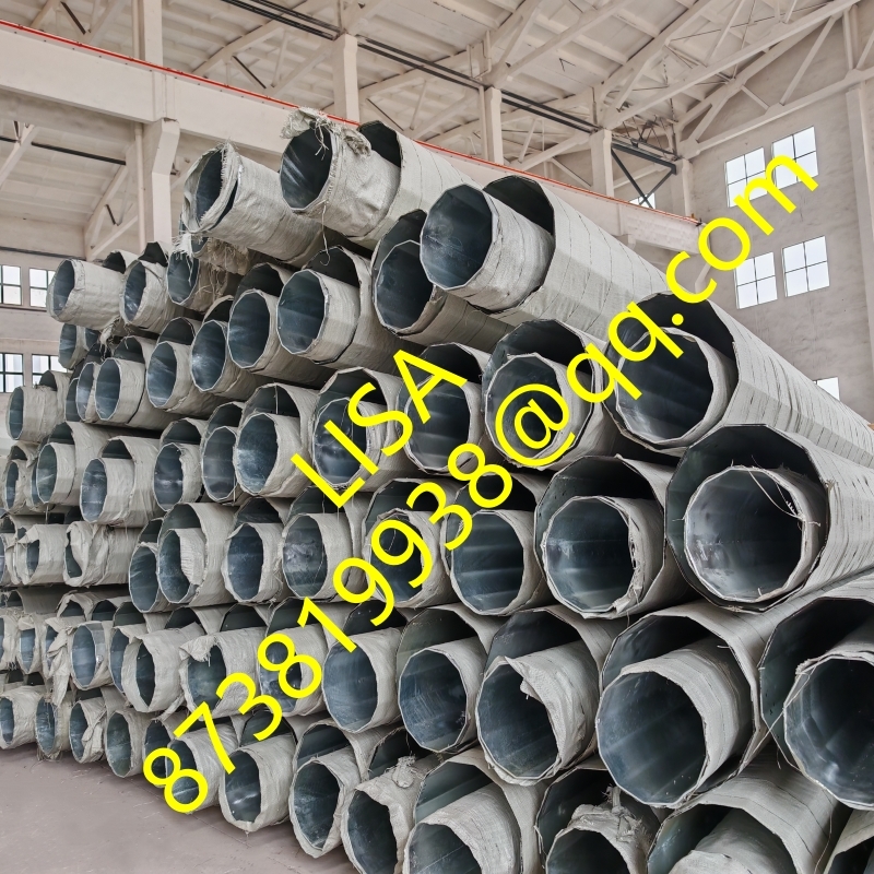 70FT 75FT Q355B Dodecagonal Galvanized Steel Pole with 1200KGS Min Break Load and Hot Dip Galvanized Surface