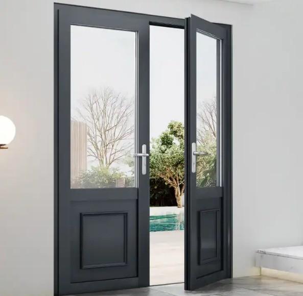 Portas de revestimento de vidro duplo de alumínio acabado para edifícios comerciais e escritórios