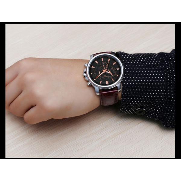 058A Business Man Big Wrist Wine Red Stainless Steel Case Back Top Quality Leather Watches
