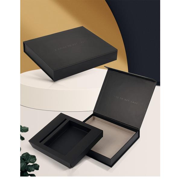 Black Custom Magnetic Box Packaging Rigid Cardboard Flexible With Inserts