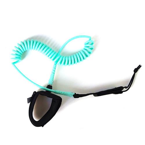 Custom Sky Blue Safety Surfboard Coiled Leg Leash Paddle Foot Leash