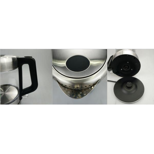 1.5L Blue LED lighting Clear Glass Electric Glass Tea Kettle Stainless Steel with One Touch Button