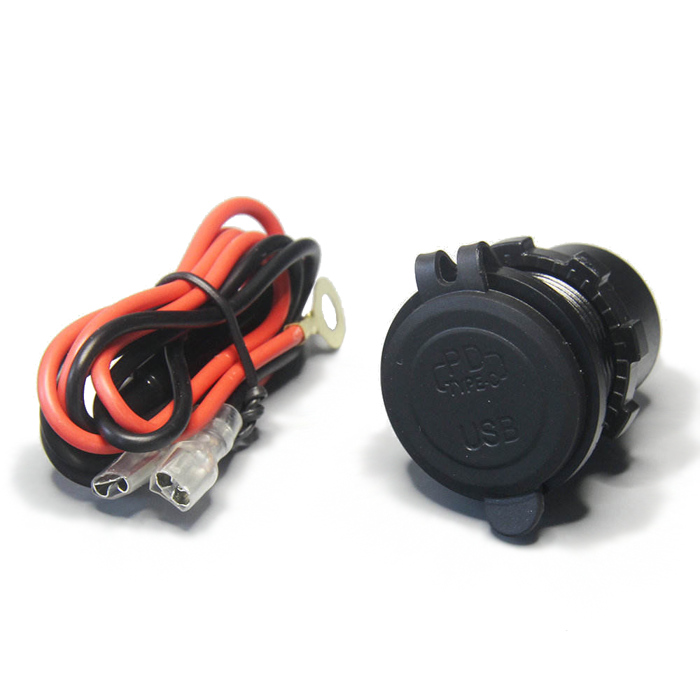 12V 24V Dual USB‑C Car Charger Socket, QC 3.0 PD Fast Charging Port with LED Light, for Cars, Trucks and Boats