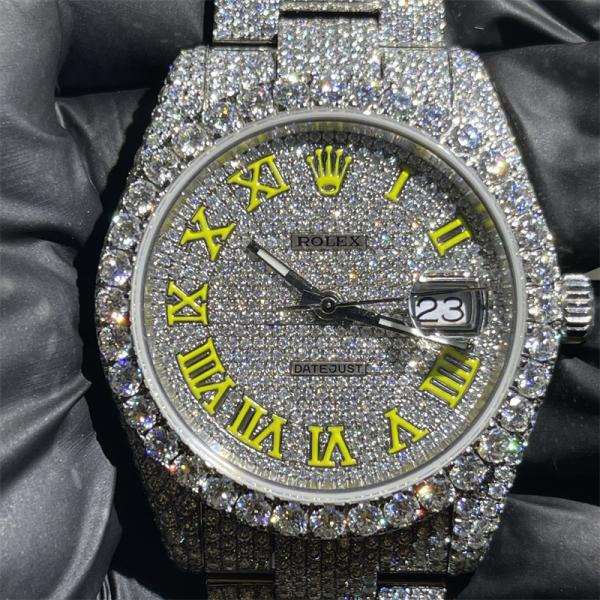 Cor Ef de Rolex do relógio de Moissanite menos relógio de Vvs Moissanite do Baguette com costume