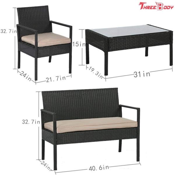 Wicker Outdoor Garden Furniture Rattan Patio Table And Chairs With Cushions