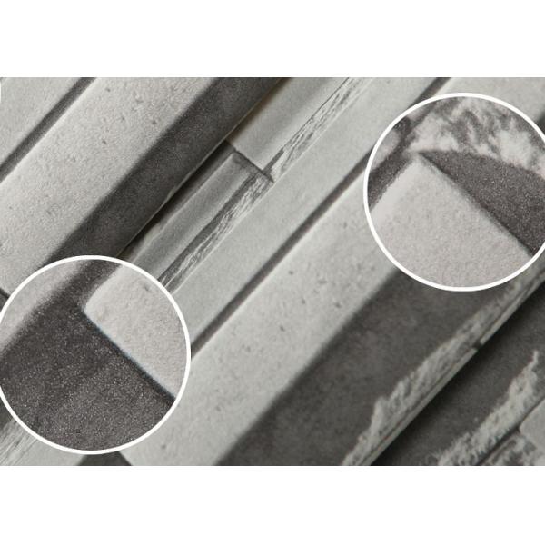 Modern Washable Vinyl Kitchen Wallpaper With White 3D Stone Pattern , 0.53*10m/ Roll