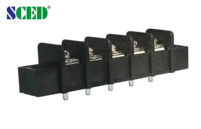 25A Brass Electrical Terminal Block 300V With Flange PBT 11mm Pitch Black