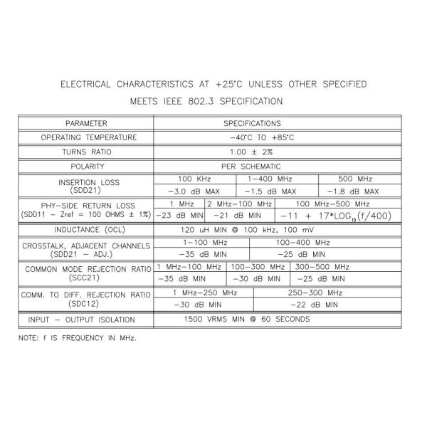 HX7137NL 10G BASE-T Single Port 30PIN Lan TRANSFORMER Modules