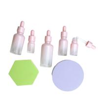 Soro cor-de-rosa 20ml vazio luxuoso 30ml 50ml 100ml da garrafa do conta-gotas do quadrado da cor do inclinação