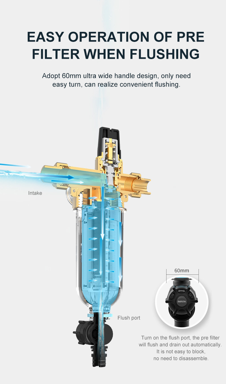 5000L/H 50micron под закруткой раковины вниз со всей воды седимента дома Pre фильтруют Imrita