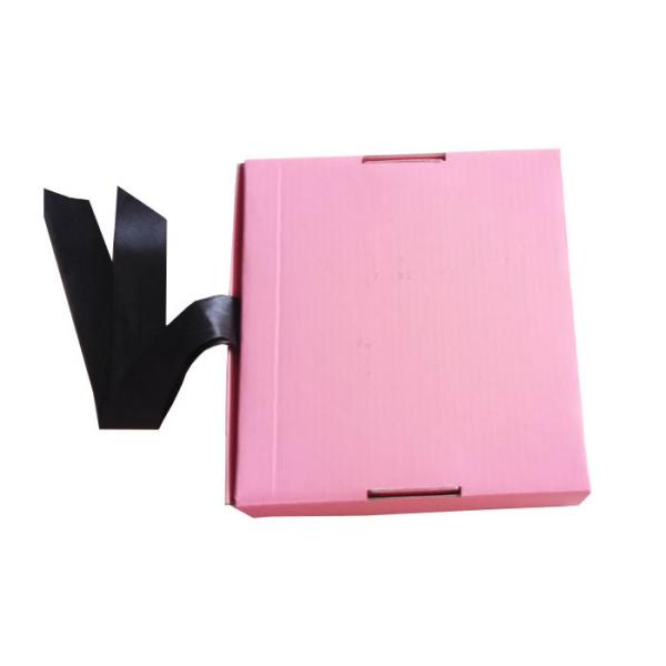 Pink Ribbon Closure Corrugated Gift Box For Girls Dress / Hair Extension