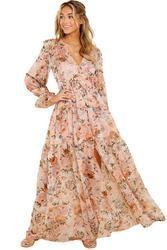                  Slim Fitting Women Dress Floral Print Loose Mature Women Casual Maxi Dress Vestidos Clothes Summer Womens Dress             