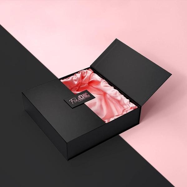 Luxury Custom Logo Double Door Magnetic Paper Hair Extension Custom Wig Packaging Boxes With Satin