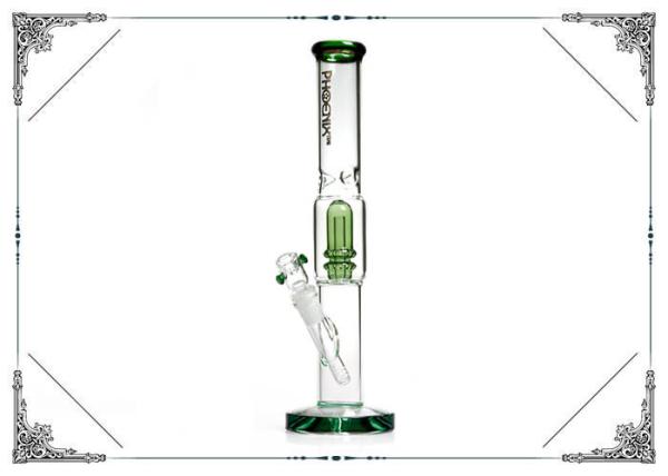 Showerhead Perc Smoking Glass Water Pipe Phoenix Star Straight Tube Green Blue Bong