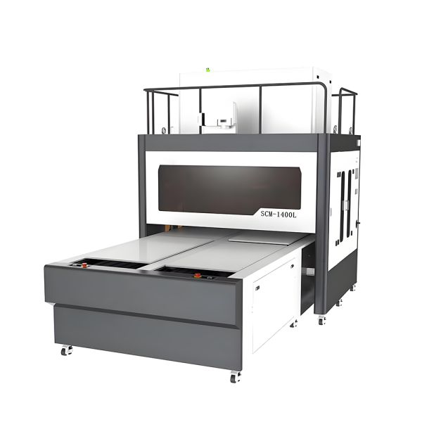 Dynamic Focus SCM1400L 3D Laser Engraving Machine for Denim Leather-Four 1300*600mm Exchange Tables AI/BMP Format-for Cloth