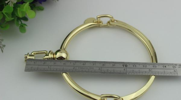DIY Zinc alloy 90 mm light gold leather metal o ring handle for handbag
