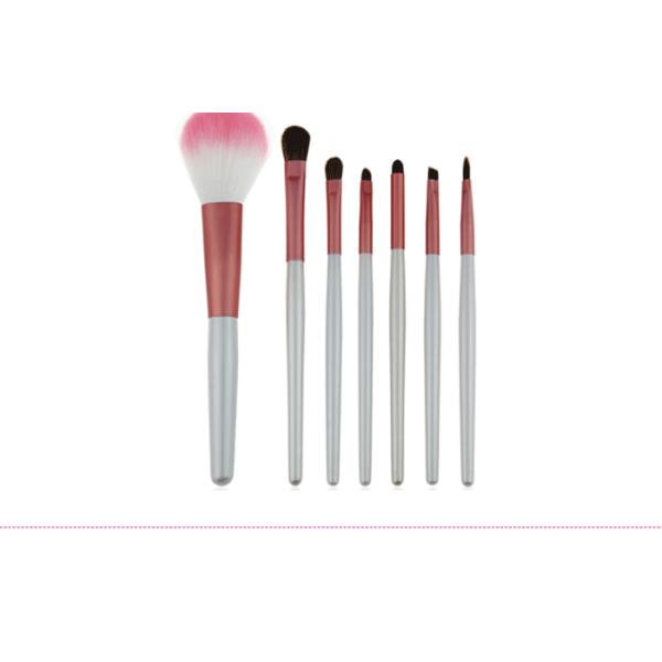Round Travel Makeup Brush Set Pink Makeup Brushes Kit With White handle