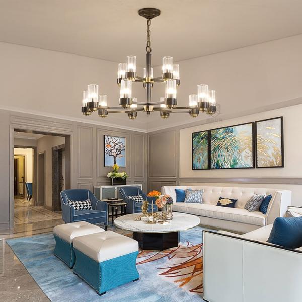 Triple Suspension Glass And Crystal Pendant Lighting Modern Chandelier