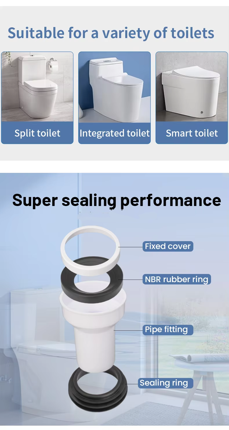 Modern WC Disc Connector For Vertical Bathroom Waste Pipe Fittings, Suitable For Bathroom PP, With Rubber Gasket, Suitable For 4-Inch Outlet