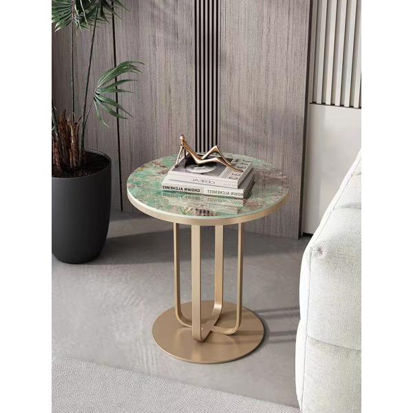 Stainless Steel Bracket Hotel Bedroom Furniture Simple Rock Plate Table Facet Shaped