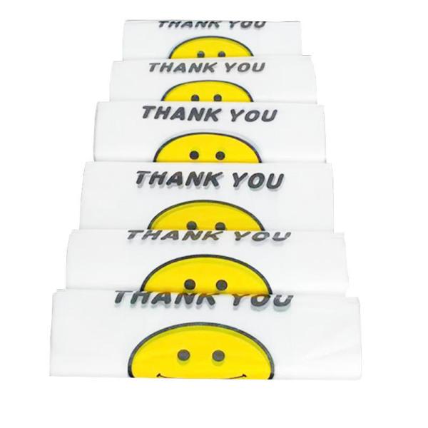 Wholesale Direct T-Shirt Vest Carrier Bag Clear PE LDPE Shopping Bag Customized Smiling Face Plastic Bag