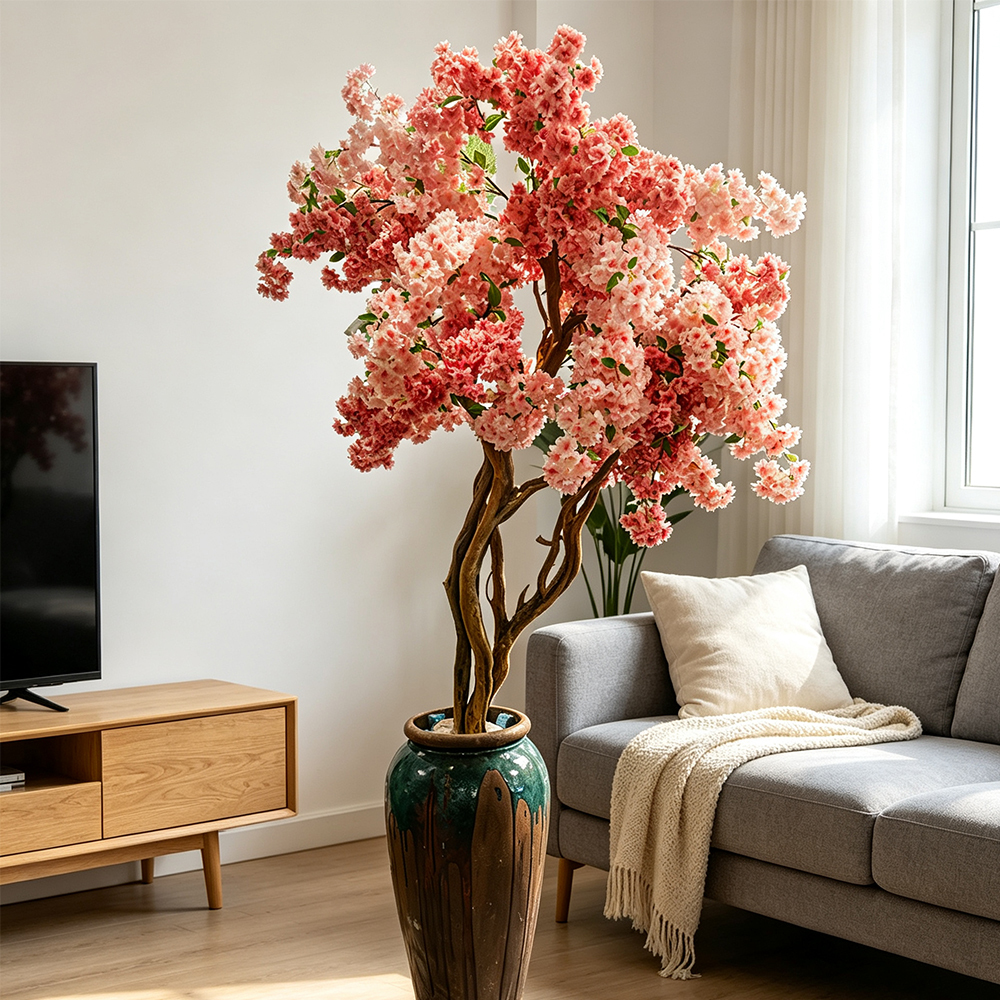 Artificial Cherry Blossom Tree Real Wood Trunk Silk Sakura Flower Tree for Wedding Decoration Indoor Outdoor