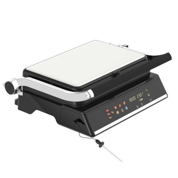 Grill eléctrico de contacto digital de barbacoa sin humo Aplicación de cocina para el hogar desmontable 6 rebanadas Panini Maker con detección de sonda