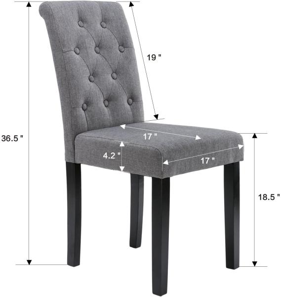 Button Tufted 	Upholstered Kitchen Chairs Fabric Dining Room With Solid Wood Legs