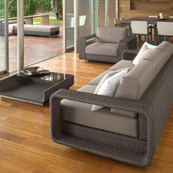 Outdoor Rattan L Shape Sofa Garden Sofa Set with Patio Wicker Furniture