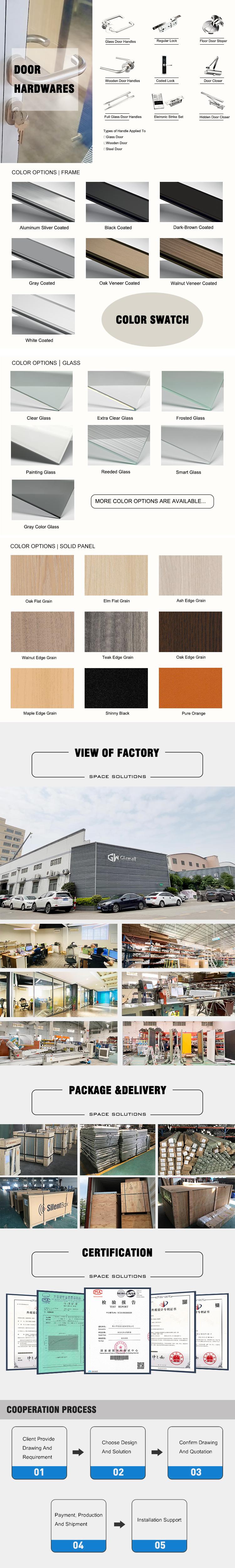 Half Glass Wall Partition Top Wooden Bottom Office Wall Partition