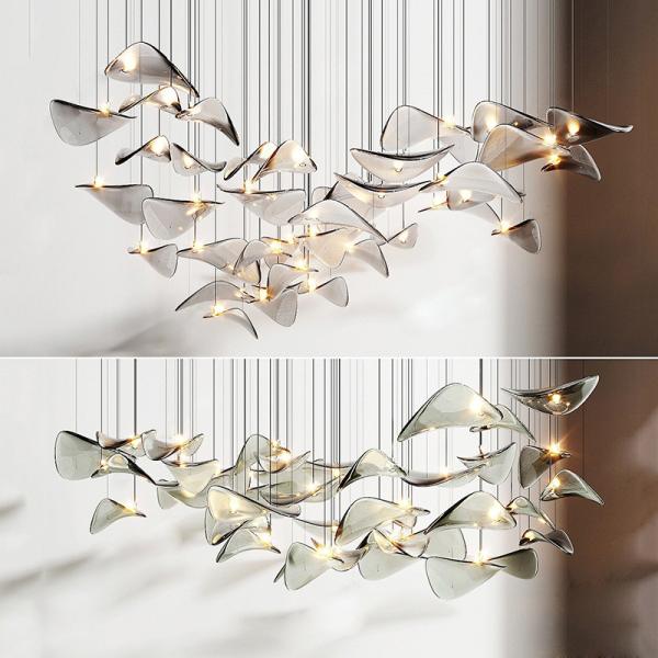 Hotel Lobby Glass Chandelier Creates Villa Living Room Dining Room Pendant Light Chandeliers