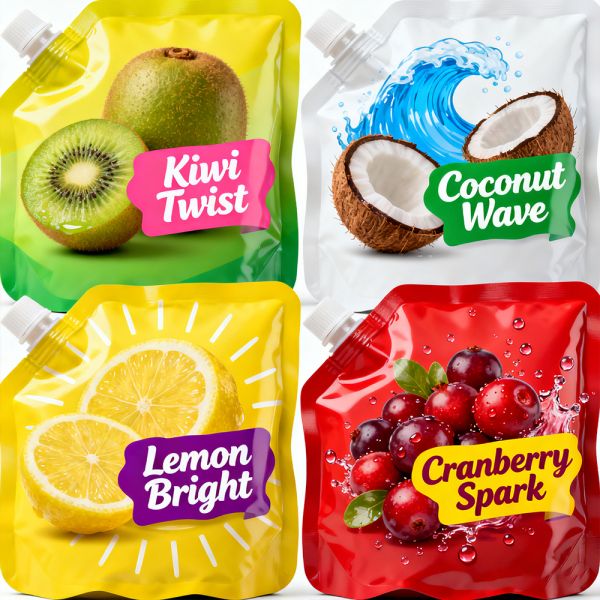 Gravure Printing Food Grade Aluminum Foil Spout Bag Medium Sized Zipper Top Sealing Strong Light Protection Liquid Handling