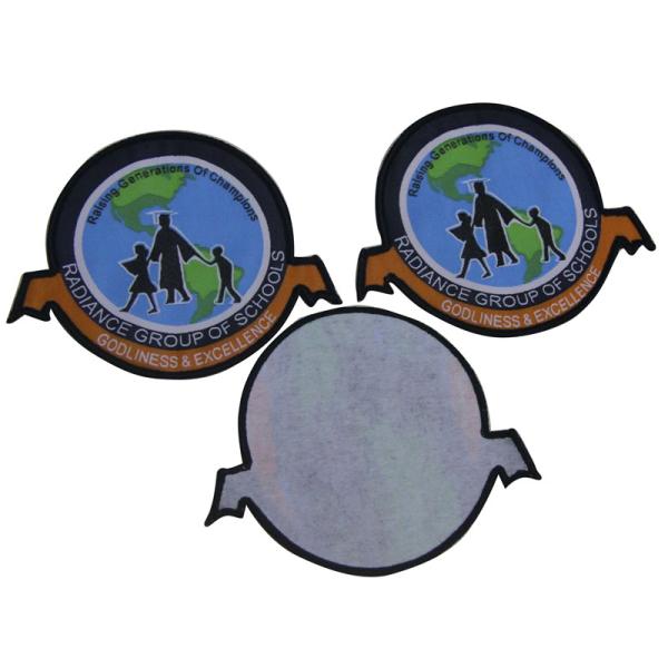 School Unit Badge Custom Embroidered Patches Colorful Yarns Flap Shape