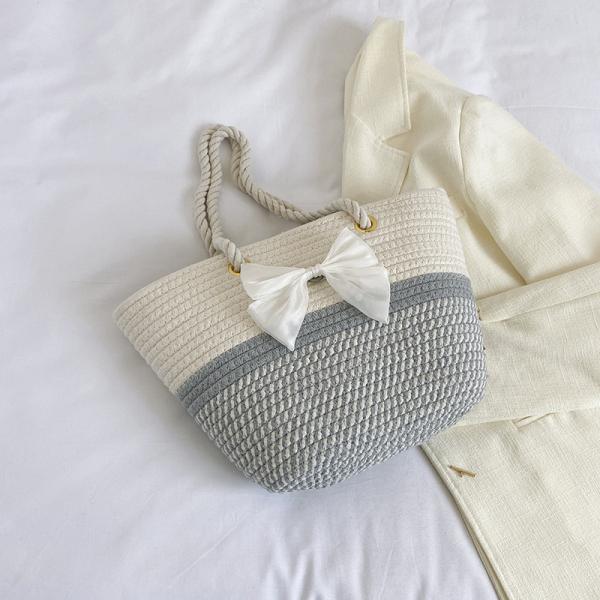 Crochet Raffia Knot Handbags Summer Beach Straw Knot Bag Fashion Summer High Quality Ladies Crochet Raffia Straw Beach Bag Tote Bag Striped Big Hand Bags