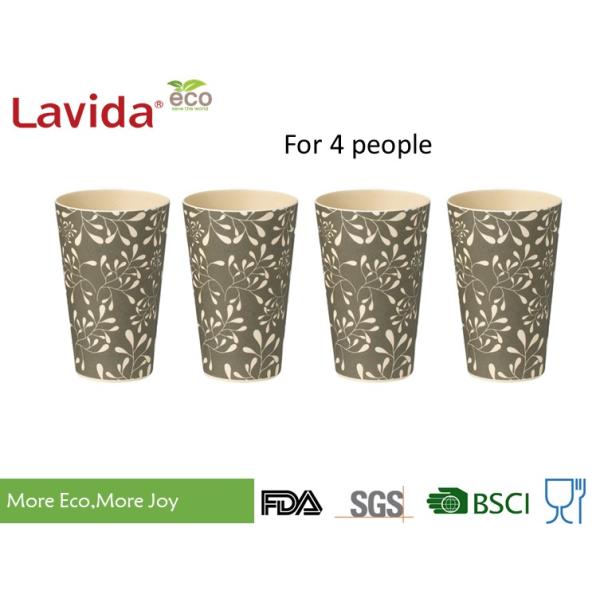 Gray Large Volume Bamboo Fiber Cup Vintage Flower Style Disposable Food Grade