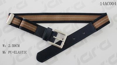 Antic Silver Buckle Navy PU Tip Elastic Clip Belt , Adjustable Clip Childrens Elastic Belt