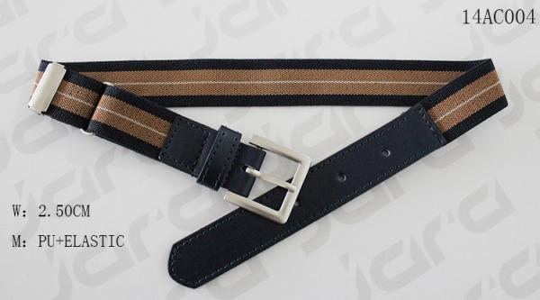 Antic Silver Buckle Navy PU Tip Elastic Clip Belt , Adjustable Clip Childrens Elastic Belt