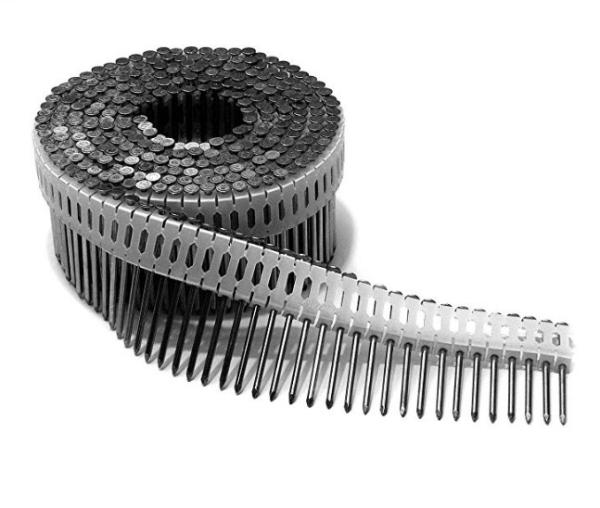 2.5*50mm Diamond Point Screw Shank Plastic Coil Nails With Electro Galvanised