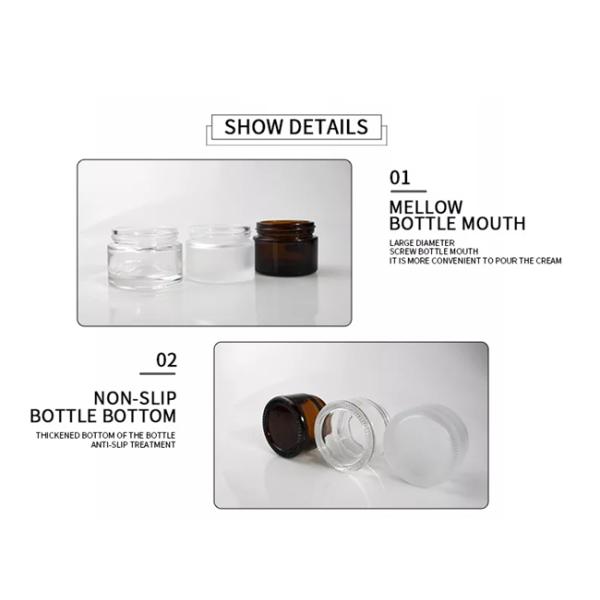 Aluminium Cap Glass Cosmetic Pots 5-200gram Frosted Cosmetic Cream Jar